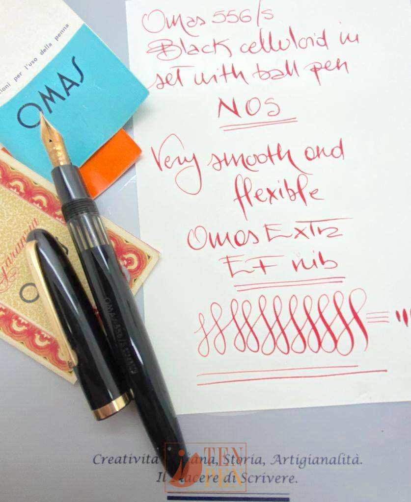 OMAS 556/S BLACK CELLULOID - SET WITH BOX - UNUSED | Tenpen - By